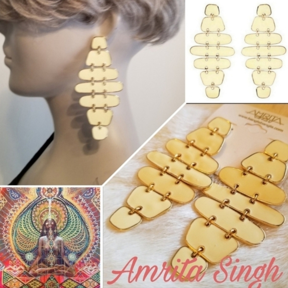 NWT Amrita Singh Ivory Goldtone Broome Street Gold Earrings - Picture 9 of 10